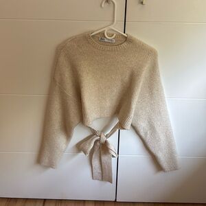 Zara sweater size S  beige with open back and bow